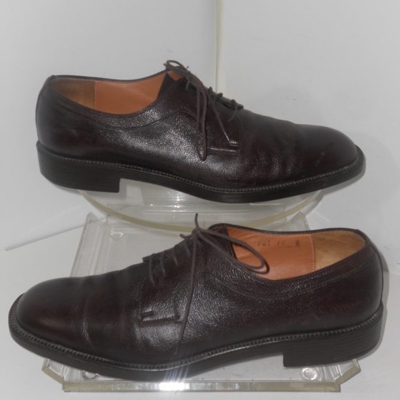 SALVATORE FERRAGAMO MEN BROWN LEATHER SHOES 11 M main image 4